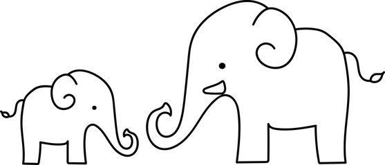 Visit the zoo day with mother elephant and little elephant icon