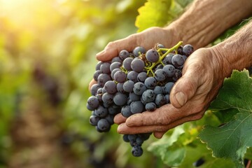 Hand holding grapes