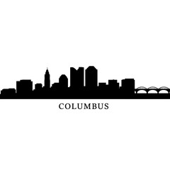 Naklejka premium Columbus Cityscape with Text - Black and White Vector