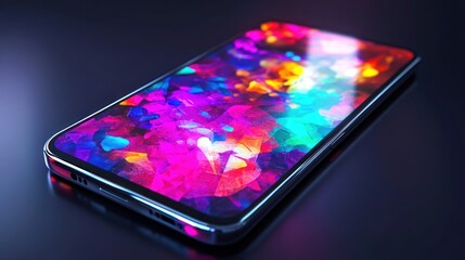 Vibrant abstract art displayed on a modern mobile device screen