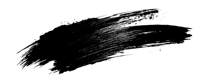 Vector modern black hand painted grunge brush stroke with splatters of paint stroke