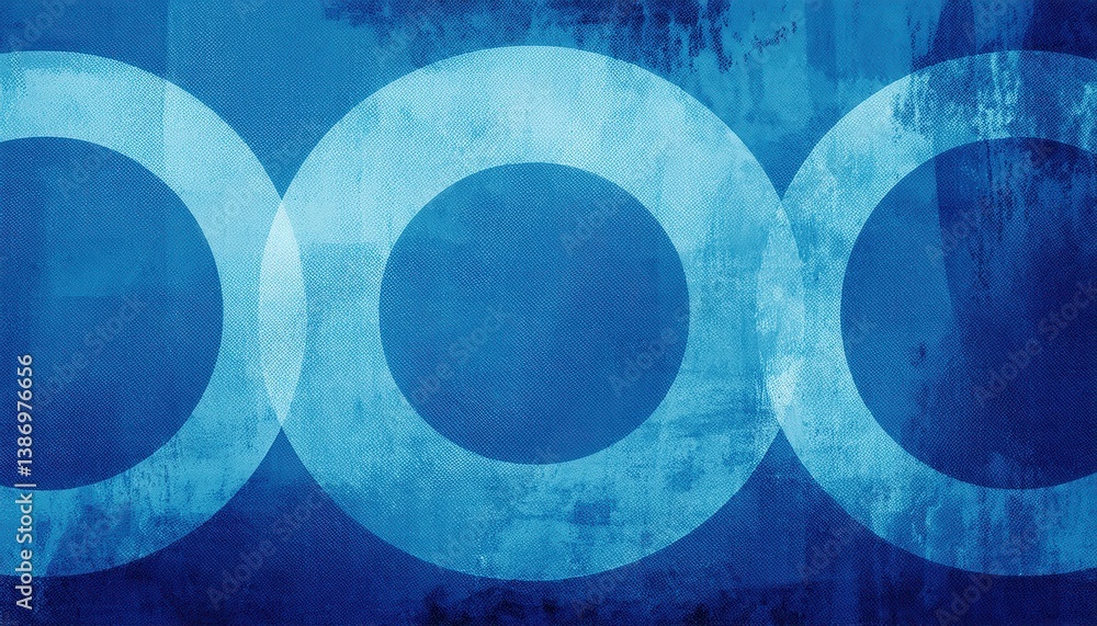 Aufkleber abstract blue circle overlap with textured grunge backdrop for digital backgrounds, branding, and ar