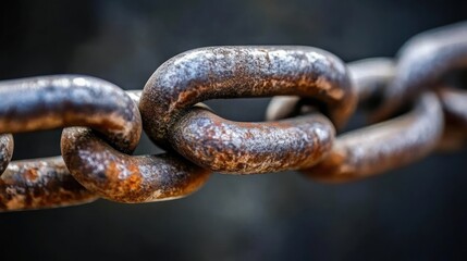 Rusty Chain Close-Up: A Macro Photograph of a Corroded Metal Chain