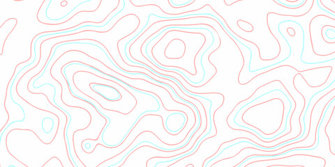 Orange, white and blue wavy abstract topographic map contour, lines Pattern background. Topographic map and landscape terrain texture grid. Wavy banner and color geometric form. 