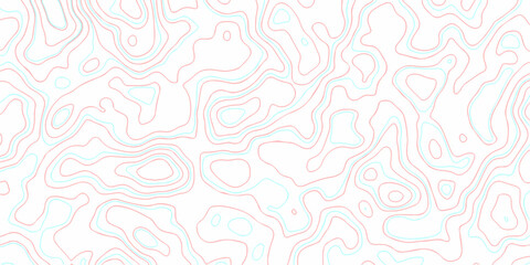 Orange, white and blue wavy abstract topographic map contour, lines Pattern background. Topographic map and landscape terrain texture grid. Wavy banner and color geometric form. Vector illustration. 