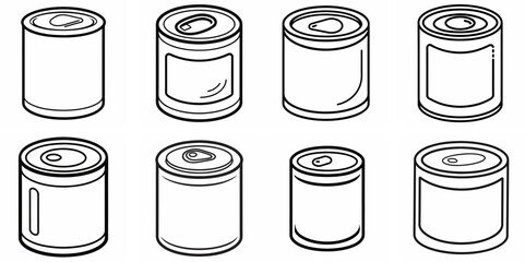 Canned Food – Outline Coloring Book Line Art Set