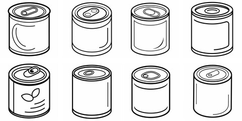 Canned Food – Outline Coloring Book Line Art Set