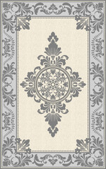Victorian damask vector pattern. Floral and leaves with gray color on beige background color tone. Design for wallpaper decoration, textile, curtain, fabric, carpet.
