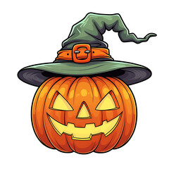 
"Cute Halloween Pumpkin Face with Hat &ndash; Spooky Season Vibes"