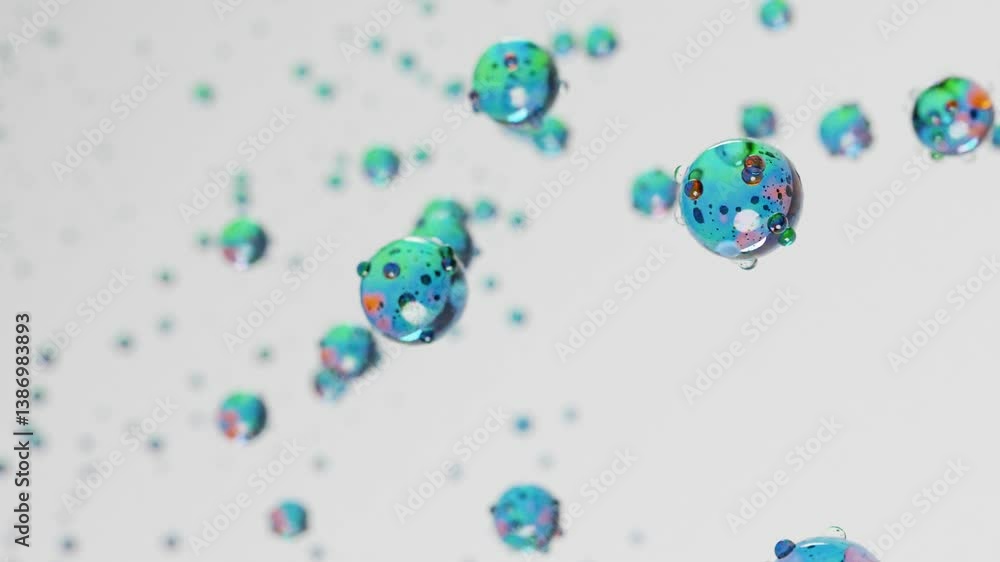 Poster 3d render abstract moving bubble animation with white background