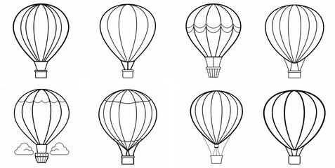 Hot Air Balloon – Outline Coloring Book Line Art Set