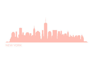 Fototapeta premium Minimalist New York city skyline silhouette in soft pink hues