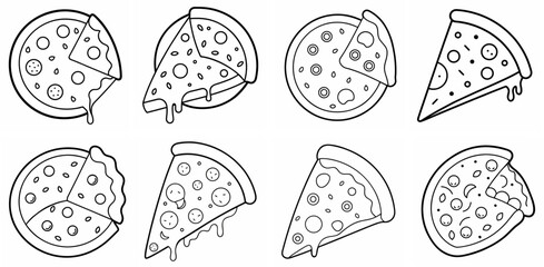 Pizza – Outline Coloring Book Line Art Set