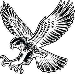 Swooping Hawk Style Eagle Tattoo Vector – Bold Vintage Bird of Prey Illustration