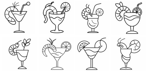 Shrimp Cocktail – Outline Coloring Book Line Art Set