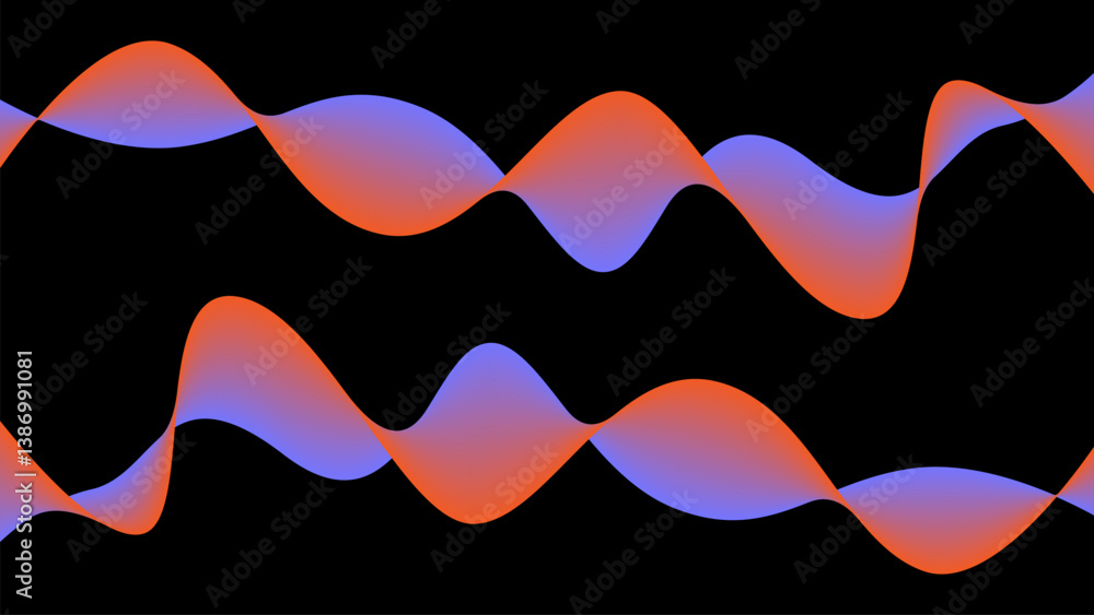 Aufkleber wavy red and blue structure or sound equalizer background. smooth lines texture created by bend tool