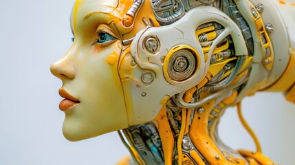 Futuristic Robotic Woman with Intricate Mechanic Details and Features