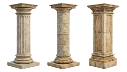 Ancient pillars showcase intricate designs and textures, standing tall as symbols of strength and elegance in architecture