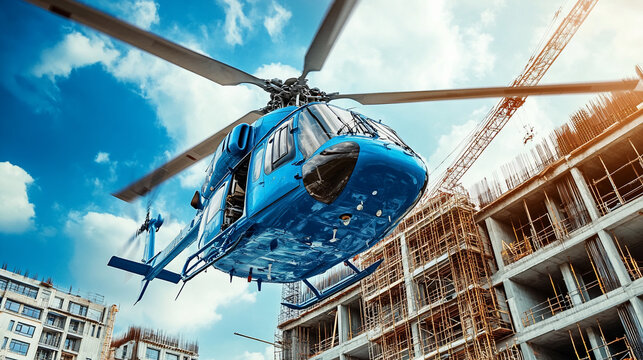 Ultra HD industrial helicopter in dynamic takeoff rich metallic colors
