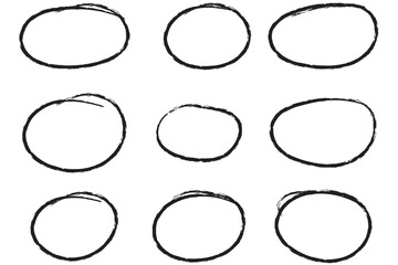 Collection circles in trendy style. Hand drawn. Doodle. Vector. Textbox, bubbles. Frame. Editable stroke. Pencil. Element, shapes design. Line and underline. Mark. Curves. Abstract scribbles.