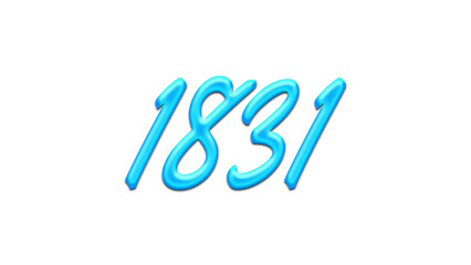 Glowing blue effect of number 1831 on white background.