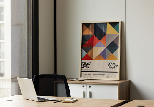 Simple Mockup of a vertical Frame in a Modern Office
