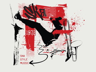 ska dance, Abstract art grunge illustration.  t shirt graphics print Italia typography, Urban typography hipster street art, vector grunge background art graffiti style.eps