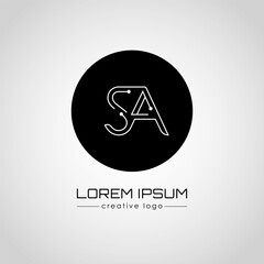 The creative logo is the letter S and A. A design element of a logo, business card, corporate sign or monogram. The idea of a thematic design