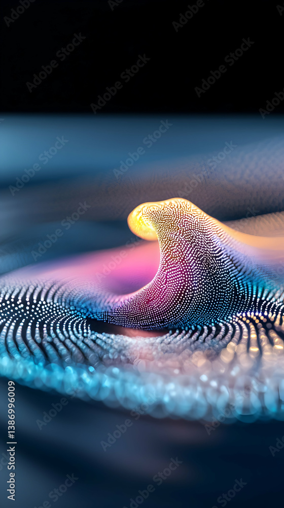 Poster abstract colorful wave pattern with glowing light and dark background