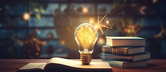 Bright light bulb on the open book for smart idea learning concept.