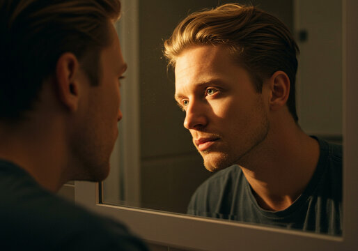 Mirada reflexiva en el espejo