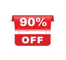 90 percent off - Banner label vector design announcement element. flat design symbol.