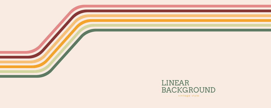 Linear design in vintage style. Abstract background with parallel colored lines