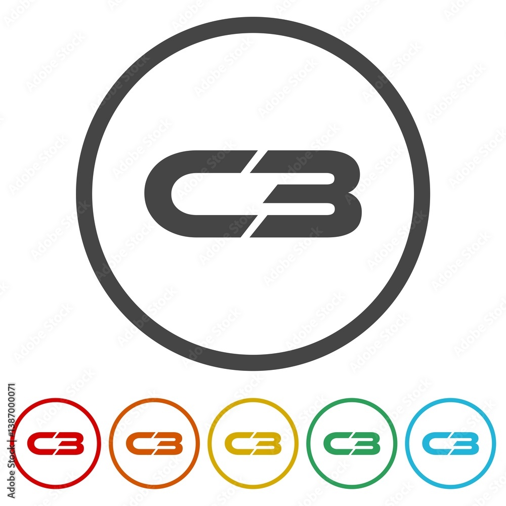 Poster c3 logo. set icons in color circle buttons