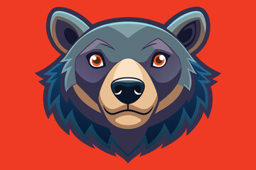 Cute brown cartoon bear head vector illustration, a wild animal mascot