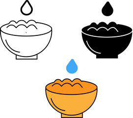 Healthy food bowl wellness icon showing balanced diet with fruits and vegetables for nutrition isolated on transparent background.