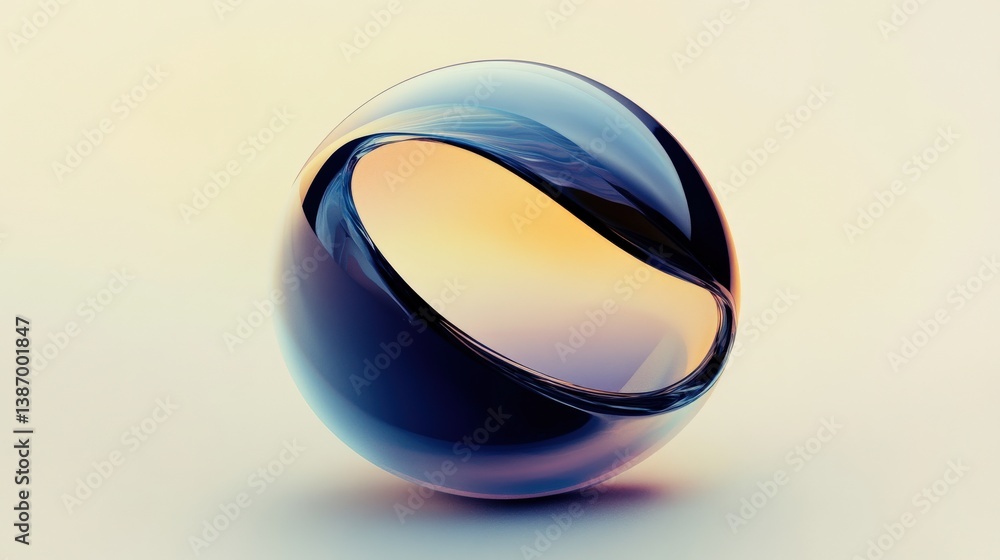 Poster abstract 3d glass sphere with gradient color and smooth surface