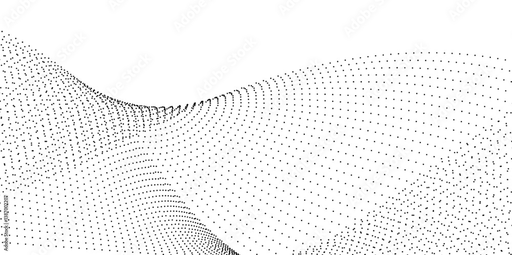 Poster abstract halftone flowing wavy colorful gradient dots shape isolated on transparent background. digi