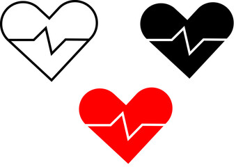 Heartbeat and ECG line wellness icon representing cardiovascular health and fitness monitoring isolated on transparent background.