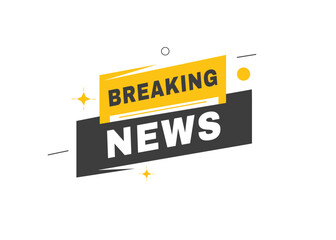 Breaking news banner vector icon label element. Modern template for announcement, marketing design.