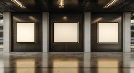 Comprehensive Signage Framework: Versatile Design Mockup for Corporate Identity with Blank Spaces for Custom Logos and Text in Elegant Black and Gold