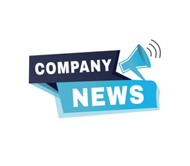 Company news, banner colorful design label modern vector template. Web announce element.