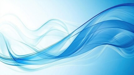 Soft Blue Waves Flowing Across a Light Background for Design Use