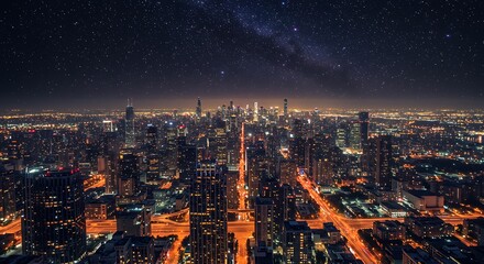 Fototapeta premium Celestial Cityscape AI Generated