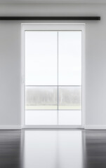 Modern sliding door showcasing bright interior and exterior views in a minimalist space