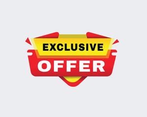 Exclusive offer - banner modern speech design for business concept, vector label, Design element isolated white background.
