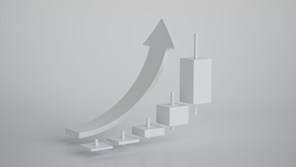 Modern Minimalist 3D Graph Showing Upward Trend - Ideal for Business and Finance Success