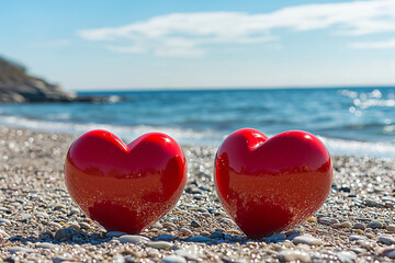 Fototapeta premium heart on the sand