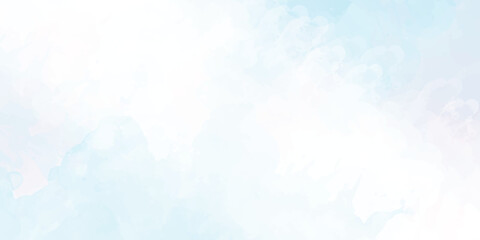 Blue watercolor abstract background. Watercolor blue background. Watercolor cloud texture. blue watercolor background texture, abstract painted white clouds with pastel blue border grunge