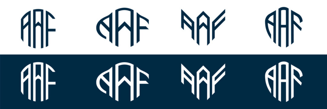 AAF letter logo design in FOUR different style